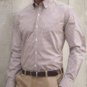 Men's Hugo Boss Red and White Button-Up Slim Fit Shirt - Size L NWT